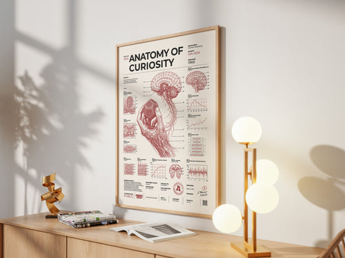 Anatomy of Curiosity framed poster in a styled interior