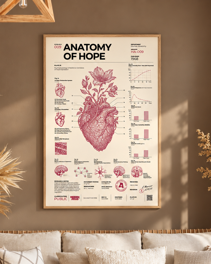 Anatomy of Hope framed poster in a contemporary lifestyle interior