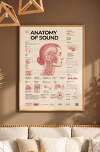 Anatomy of Sound framed poster in a contemporary listening-room interior