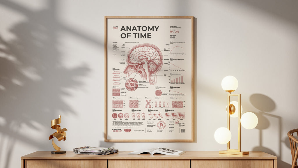 Anatomy of Time framed poster in a styled interior