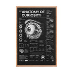 Anatomy of Curiosity — Negative Edition framed poster, red oak frame, 24 × 36 in