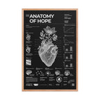 Anatomy of Hope — Negative Edition framed poster, red oak frame, 24 × 36 in